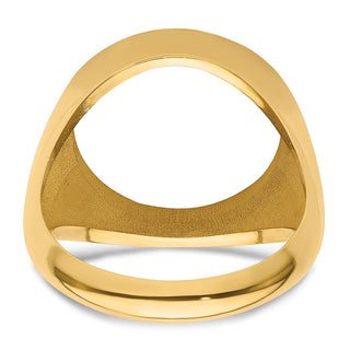 14k Yellow Gold Mens Polished Classic Open Back 15mm Coin Bezel Ring - Fits US $1 Type 2