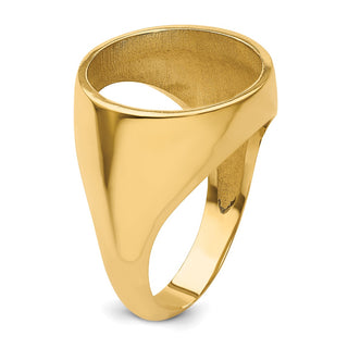 14k Yellow Gold Mens Polished Classic Open Back 15mm Coin Bezel Ring - Fits US $1 Type 2