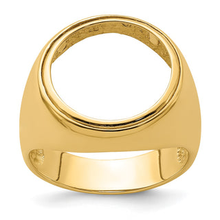 14k Yellow Gold Mens Polished Classic Open Back 15mm Coin Bezel Ring - Fits US $1 Type 2