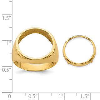 14k Yellow Gold Mens Polished Classic Open Back 15mm Coin Bezel Ring - Fits US $1 Type 2
