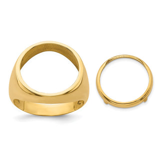 14k Yellow Gold Mens Polished Classic Open Back 15mm Coin Bezel Ring - Fits US $1 Type 2