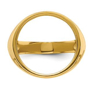 14k Yellow Gold Mens Polished Classic Open Back 16mm Coin Bezel Ring - Fits 1/10 oz Maple Leaf, Maple Leaf, and Other Coins