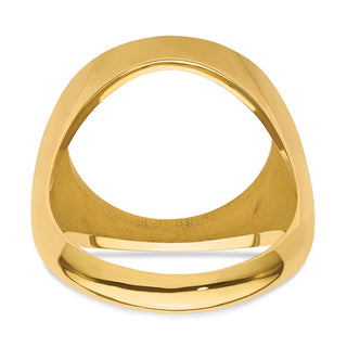 14k Yellow Gold Mens Polished Classic Open Back 16mm Coin Bezel Ring - Fits 1/10 oz Maple Leaf, Maple Leaf, and Other Coins