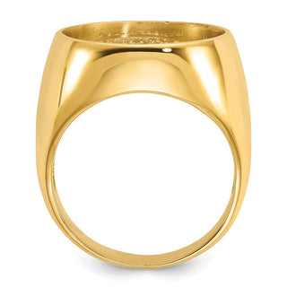 14k Yellow Gold Mens Polished Classic Open Back 16.5mm Coin Bezel Ring - Fits 1/10 oz American Eagle and 1/10 oz Krugerrand