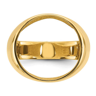 14k Yellow Gold Mens Polished Classic Open Back 16.5mm Coin Bezel Ring - Fits 1/10 oz American Eagle and 1/10 oz Krugerrand