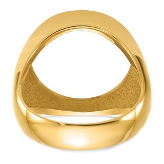 14k Yellow Gold Mens Polished Classic Open Back 16.5mm Coin Bezel Ring - Fits 1/10 oz American Eagle and 1/10 oz Krugerrand