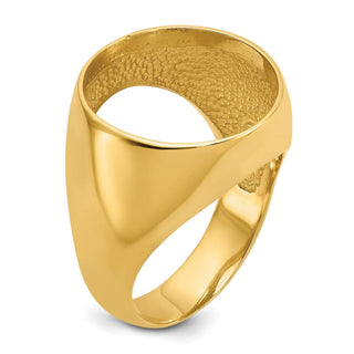 10k Yellow Gold Mens Polished Classic Open Back 16.5mm Coin Bezel Ring - Fits 1/10 oz American Eagle and 1/10 oz Krugerrand