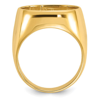 14k Yellow Gold Mens Polished Classic Open Back 17.8mm Coin Bezel Ring - Fits US $2.50 Liberty and Other Coins