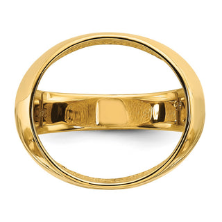 14k Yellow Gold Mens Polished Classic Open Back 17.8mm Coin Bezel Ring - Fits US $2.50 Liberty and Other Coins