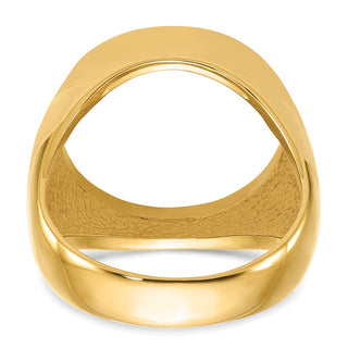 14k Yellow Gold Mens Polished Classic Open Back 17.8mm Coin Bezel Ring - Fits US $2.50 Liberty and Other Coins