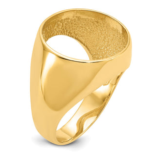 14k Yellow Gold Mens Polished Classic Open Back 17.8mm Coin Bezel Ring - Fits US $2.50 Liberty and Other Coins