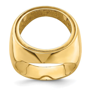 14k Yellow Gold Mens Polished Classic Open Back 17.8mm Coin Bezel Ring - Fits US $2.50 Liberty and Other Coins