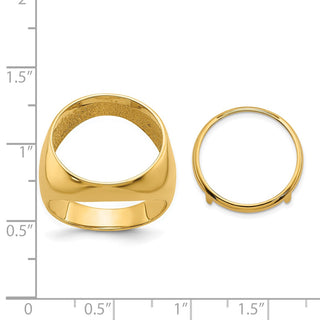 14k Yellow Gold Mens Polished Classic Open Back 17.8mm Coin Bezel Ring - Fits US $2.50 Liberty and Other Coins