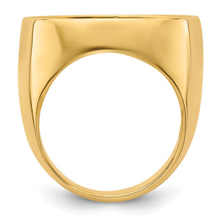 14k Yellow Gold Mens Polished Classic Open Back 21.6mm Coin Bezel Ring - Fits US $5 Bald Eagle, US $5 Congressional, US $5 Liberty, and Other Coins