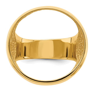 14k Yellow Gold Mens Polished Classic Open Back 21.6mm Coin Bezel Ring - Fits US $5 Bald Eagle, US $5 Congressional, US $5 Liberty, and Other Coins
