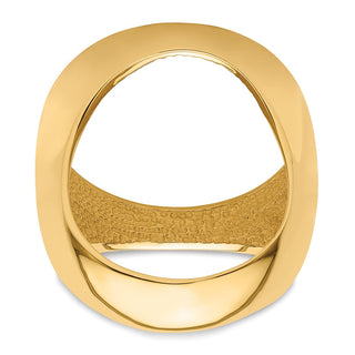 14k Yellow Gold Mens Polished Classic Open Back 21.6mm Coin Bezel Ring - Fits US $5 Bald Eagle, US $5 Congressional, US $5 Liberty, and Other Coins