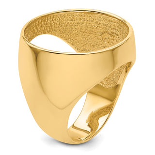 14k Yellow Gold Mens Polished Classic Open Back 21.6mm Coin Bezel Ring - Fits US $5 Bald Eagle, US $5 Congressional, US $5 Liberty, and Other Coins