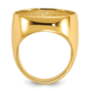 14k Yellow Gold Mens Polished Classic Open Back 22.0mm Coin Bezel Ring - Fits 1/4 oz American Eagle and Other Coins