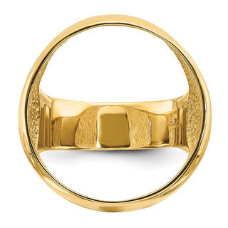 14k Yellow Gold Mens Polished Classic Open Back 22.0mm Coin Bezel Ring - Fits 1/4 oz American Eagle and Other Coins