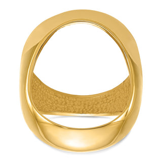 14k Yellow Gold Mens Polished Classic Open Back 22.0mm Coin Bezel Ring - Fits 1/4 oz American Eagle and Other Coins