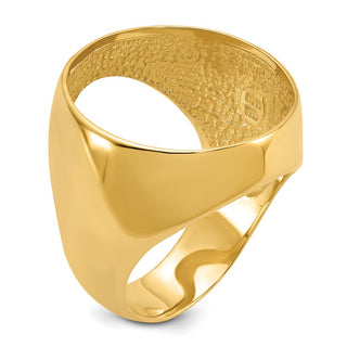 14k Yellow Gold Mens Polished Classic Open Back 22.0mm Coin Bezel Ring - Fits 1/4 oz American Eagle and Other Coins