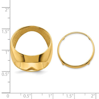14k Yellow Gold Mens Polished Classic Open Back 22.0mm Coin Bezel Ring - Fits 1/4 oz American Eagle and Other Coins