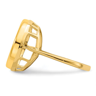 14k Yellow Gold Polished Ladies Wire Spoke 13.0mm Coin Bezel Ring - Fits 2 Pesos and US $1