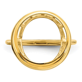 14k Yellow Gold Polished Ladies Wire Spoke 13.0mm Coin Bezel Ring - Fits 2 Pesos and US $1