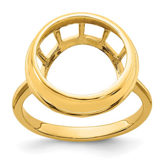14k Yellow Gold Polished Ladies Wire Spoke 13.0mm Coin Bezel Ring - Fits 2 Pesos and US $1