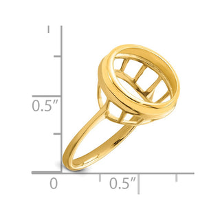 14k Yellow Gold Polished Ladies Wire Spoke 13.0mm Coin Bezel Ring - Fits 2 Pesos and US $1