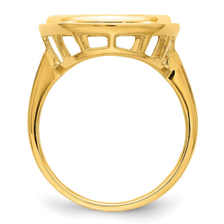 14k Yellow Gold Polished Ladies Wire Spoke 14.0mm Coin Bezel Ring - Fits 1/20 oz Maple Leaf and Other Coins