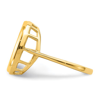 14k Yellow Gold Polished Ladies Wire Spoke 14.0mm Coin Bezel Ring - Fits 1/20 oz Maple Leaf and Other Coins