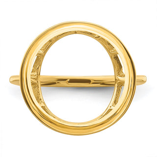 14k Yellow Gold Polished Ladies Wire Spoke 14.0mm Coin Bezel Ring - Fits 1/20 oz Maple Leaf and Other Coins