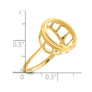 14k Yellow Gold Polished Ladies Wire Spoke 14.0mm Coin Bezel Ring - Fits 1/20 oz Maple Leaf and Other Coins