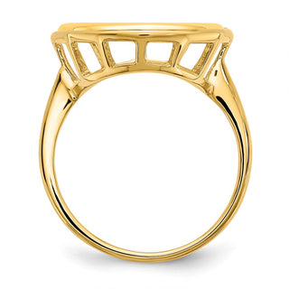 14k Yellow Gold Polished Ladies Wire Spoke 15.0mm Coin Bezel Ring - Fits US $1 Type 2