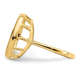 14k Yellow Gold Polished Ladies Wire Spoke 15.0mm Coin Bezel Ring - Fits US $1 Type 2