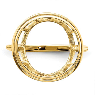 14k Yellow Gold Polished Ladies Wire Spoke 15.0mm Coin Bezel Ring - Fits US $1 Type 2