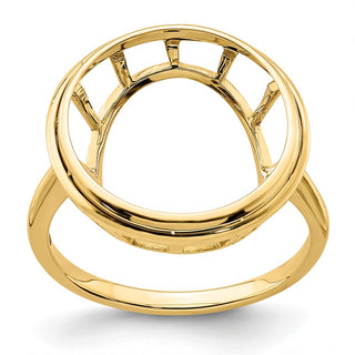 14k Yellow Gold Polished Ladies Wire Spoke 15.0mm Coin Bezel Ring - Fits US $1 Type 2
