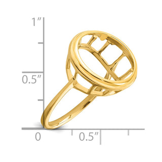 14k Yellow Gold Polished Ladies Wire Spoke 15.0mm Coin Bezel Ring - Fits US $1 Type 2