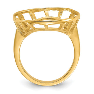 14k Yellow Gold Polished Ladies Wire Spoke 17.8mm Coin Bezel Ring - Fits US $2.50 Liberty and Other Coins