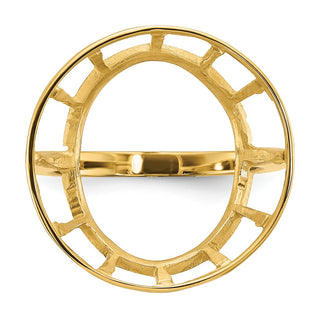 14k Yellow Gold Polished Ladies Wire Spoke 17.8mm Coin Bezel Ring - Fits US $2.50 Liberty and Other Coins