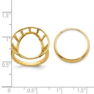 14k Yellow Gold Polished Ladies Wire Spoke 17.8mm Coin Bezel Ring - Fits US $2.50 Liberty and Other Coins