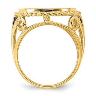 14k Yellow Gold Ladies Polished Twisted Wire Filigree 14.0mm Coin Bezel Ring - Fits 1/20 oz Maple Leaf and Other Coins