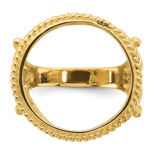 14k Yellow Gold Ladies Twisted Wire Filigree 16.5 mm Prong Coin Bezel Ring - Fits 1/10 oz American Eagle and 1/10 oz Krugerrand