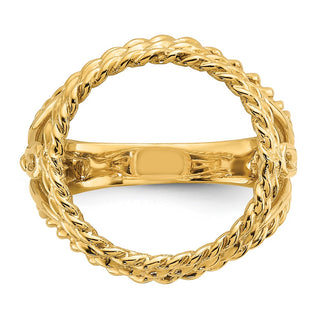 14k Yellow Gold Ladies Polished Double Twisted Wire 13.0mm Coin Bezel Ring - Fits 2 Pesos and US $1