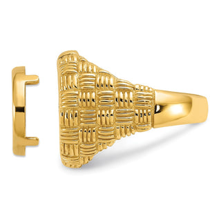 14k Yellow Gold Mens Polished Woven Design 13.0mm Coin Bezel Ring - Fits 2 Pesos and US $1