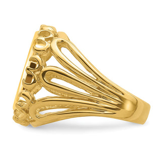 14k Yellow Gold Ladies Polished Wire Fancy 14.0mm Coin Bezel Ring - Fits 1/20 oz Maple Leaf and Other Coins