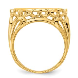 14k Yellow Gold Ladies Polished Wire Fancy 15.0mm Coin Bezel Ring - Fits US $1 Type 2