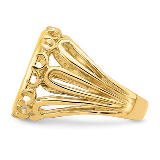 14k Yellow Gold Ladies Polished Wire Fancy 15.0mm Coin Bezel Ring - Fits US $1 Type 2