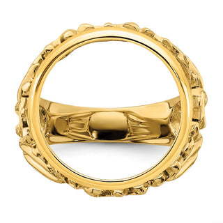 14k Yellow Gold Ladies Polished Wire Fancy 15.0mm Coin Bezel Ring - Fits US $1 Type 2